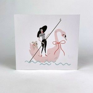 Woman On Swan Gondola Dog 8" x 7" Hobby Lobby Wall Decor Road Trip 21 Collection